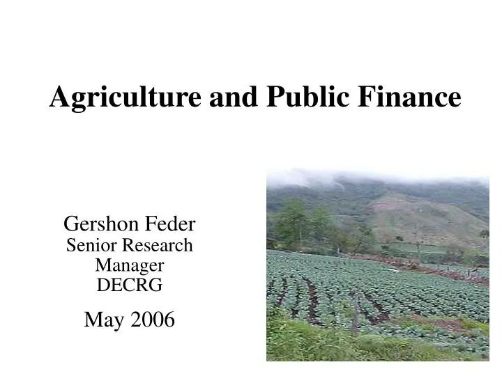 agriculture and public finance