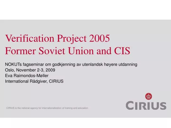 verification project 2005 former soviet union and cis