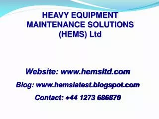HEAVY EQUIPMENT MAINTENANCE SOLUTIONS (HEMS) Ltd