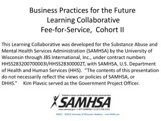 Business Practices for the Future Learning Collaborative Fee-for-Service, Cohort II