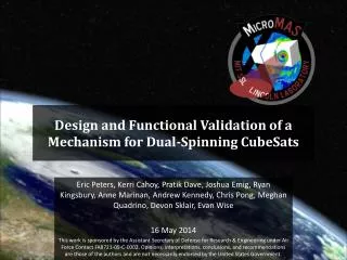 Design and Functional Validation of a Mechanism for Dual-Spinning CubeSats