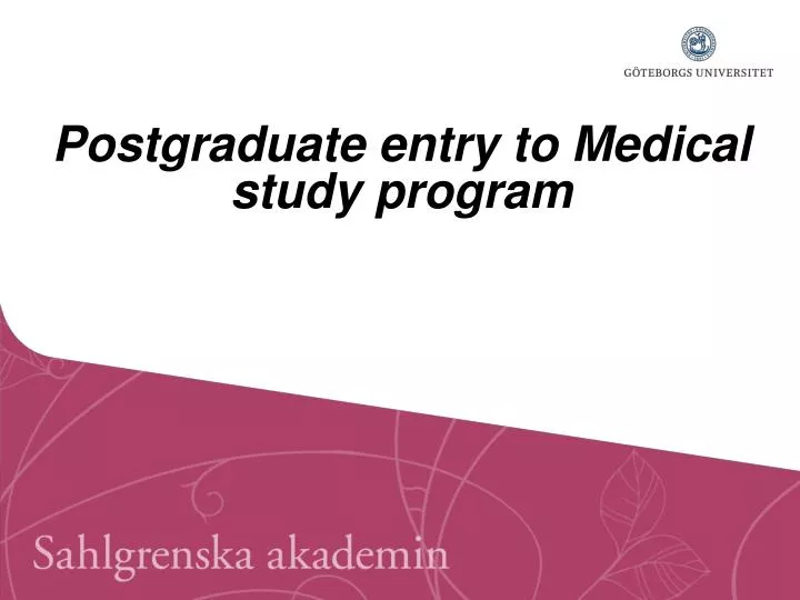 postgraduate entry to medical study program