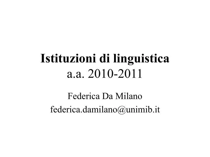istituzioni di linguistica a a 2010 2011