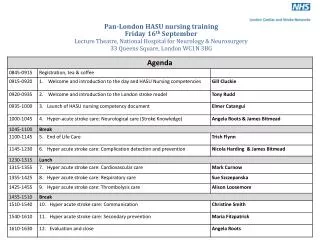 Pan-London HASU nursing training Friday 16 th September