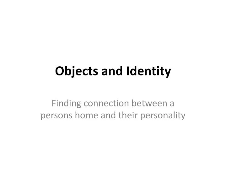 objects and identity
