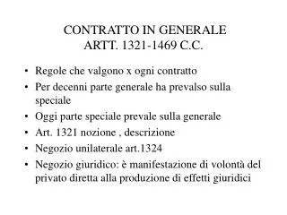 contratto in generale artt 1321 1469 c c