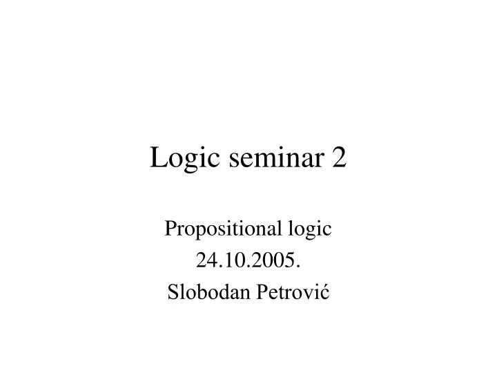logic seminar 2