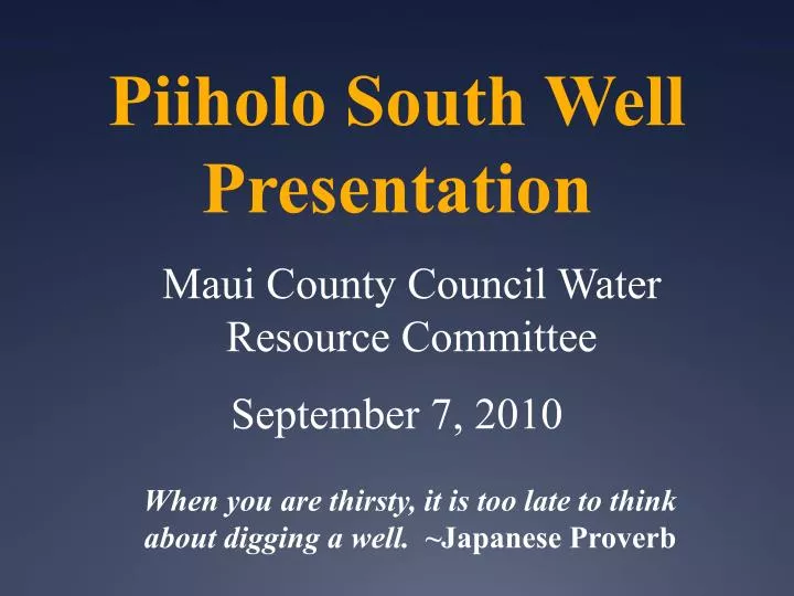 piiholo south well presentation