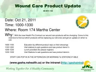 Wound Care Product Update SE 2011- 122