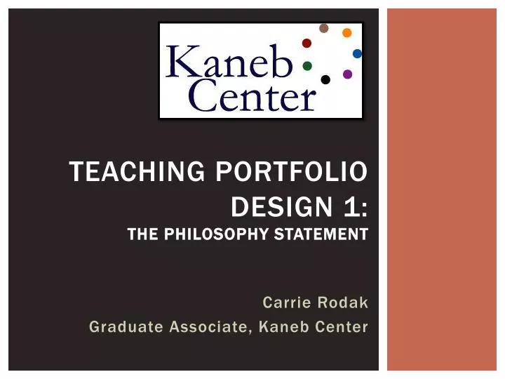 teaching portfolio design 1 the philosophy statement
