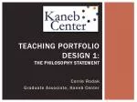Teaching Portfolio Design 1: The philosophy Statement - slide 1