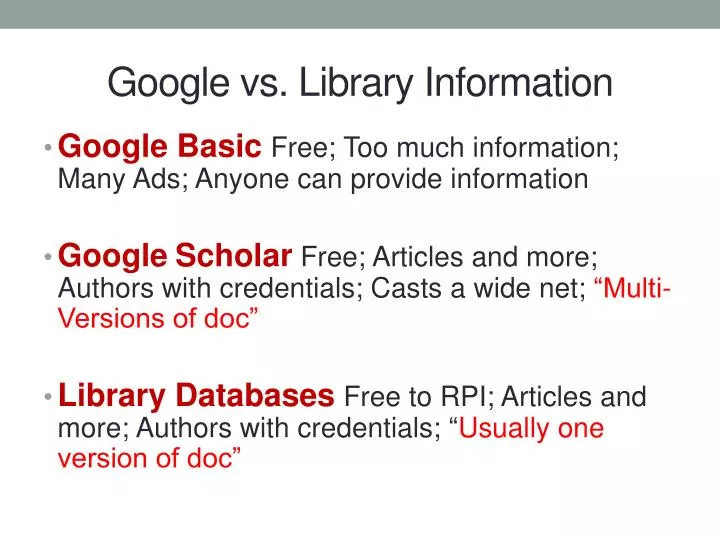 google vs library information