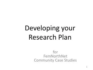 Developing your Research Plan