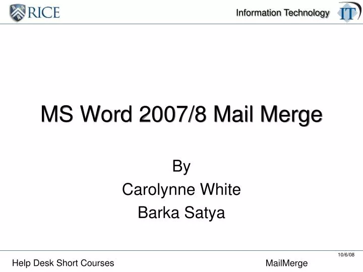 ms word 2007 8 mail merge