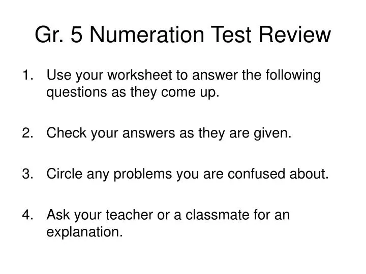 gr 5 numeration test review