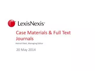 Case Materials &amp; Full Text Journals