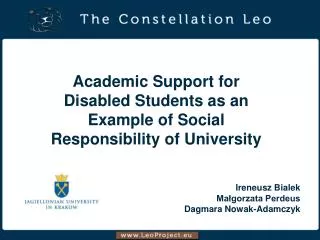 Academic Support for Disabled Students as an Example of Social Responsibility of University