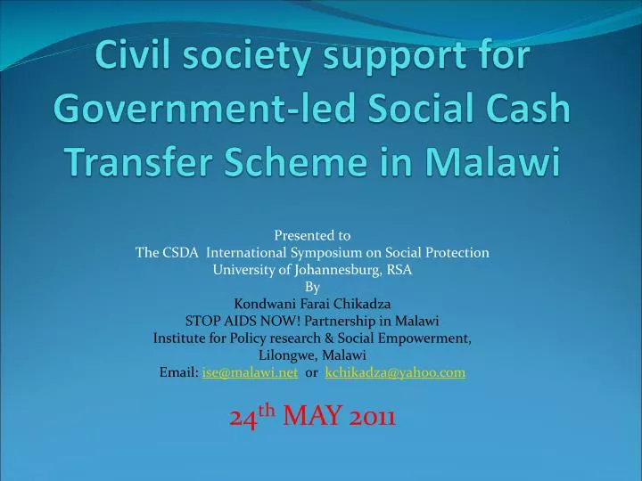 civil society support for government led social cash transfer scheme in malawi