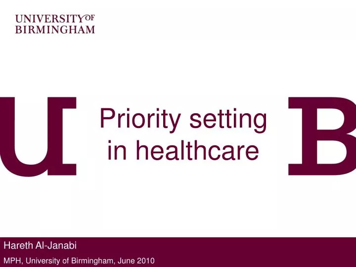 priority setting in healthcare