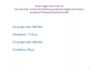 Strips trigger rate Issues &amp; Can the strips achieve the following proposed trigger parameters