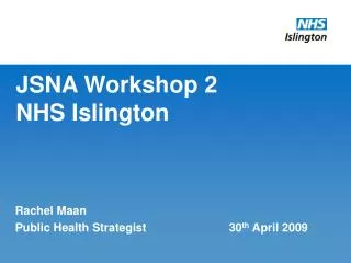 JSNA Workshop 2 NHS Islington