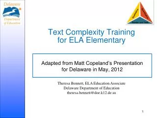 Text Complexity Training for ELA Elementary