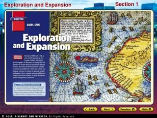 Preview Starting Points Map: European Discovery Main Idea / Reading Focus