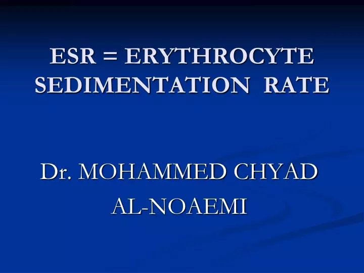 esr erythrocyte sedimentation rate