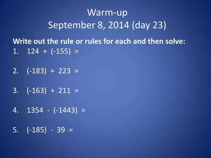 warm up september 8 2014 day 23