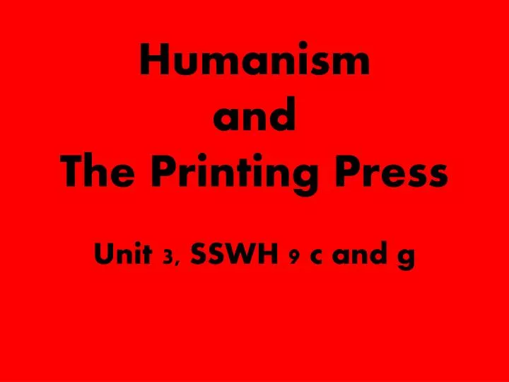 humanism and the printing press