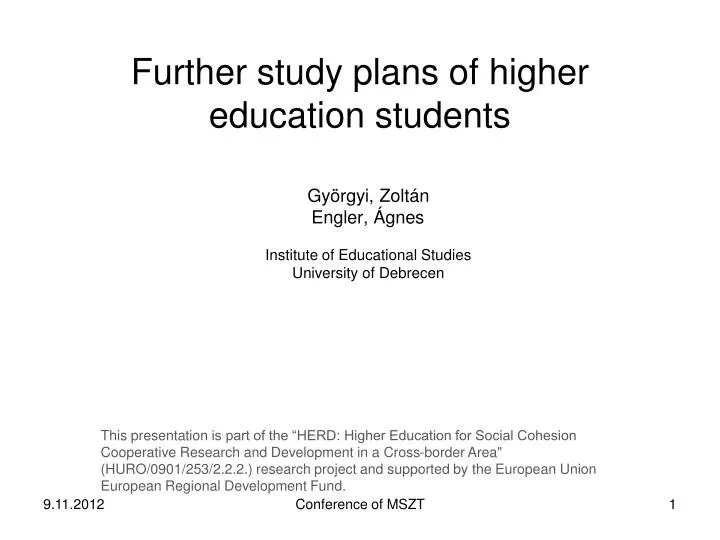 further study plans of higher education students