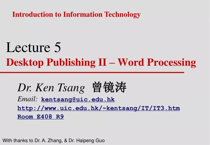 lecture 5 desktop publishing ii word processing