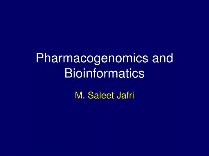 pharmacogenomics and bioinformatics