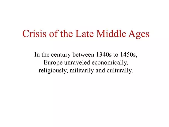 crisis of the late middle ages