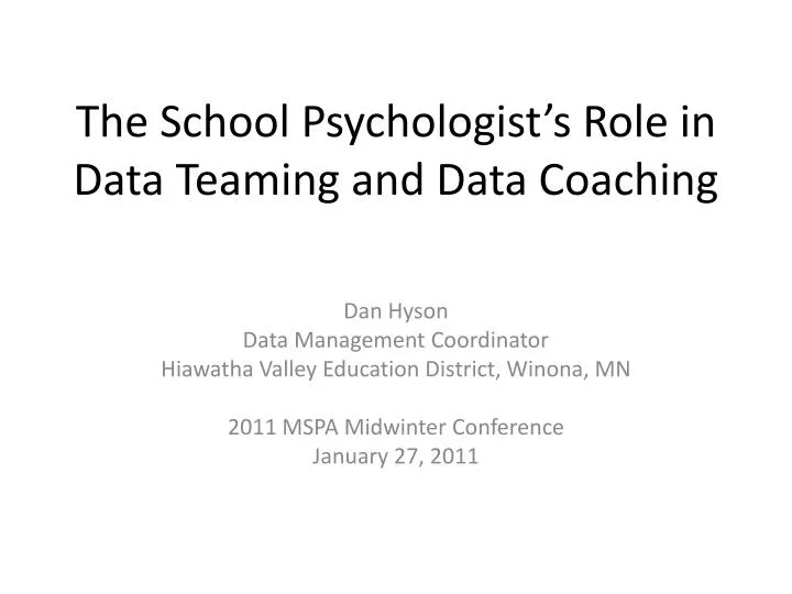 the school psychologist s role in data teaming and data coaching