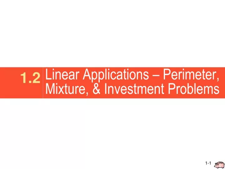 linear applications perimeter mixture investment problems