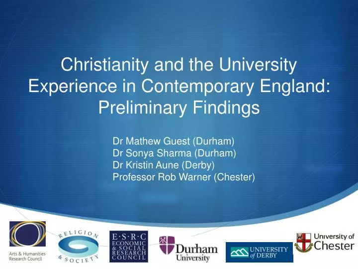 christianity and the university experience in contemporary england preliminary findings