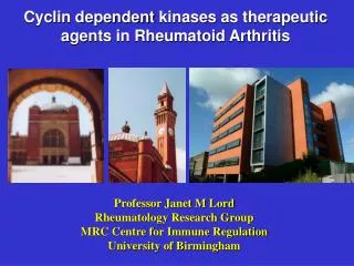 Cyclin dependent kinases as therapeutic agents in Rheumatoid Arthritis