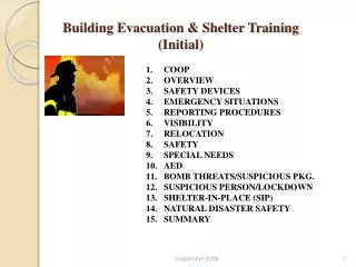 Building Evacuation &amp; Shelter Training (Initial)