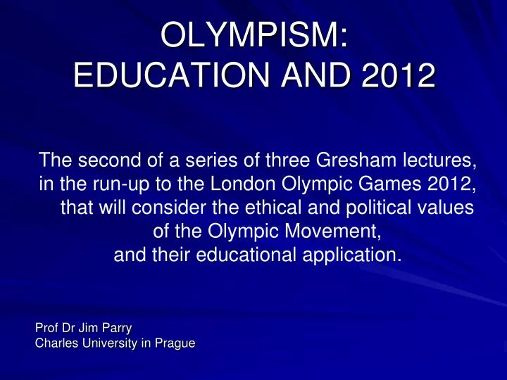 olympism education and 2012