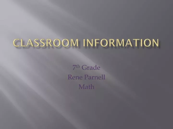 classroom information