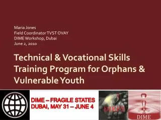 Technical &amp; Vocational Skills Training Program for Orphans &amp; Vulnerable Youth