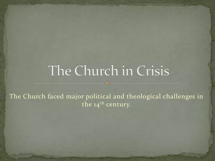 the church in crisis