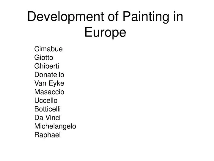 development of painting in europe