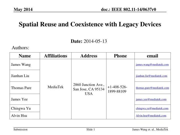 spatial reuse and coexistence with legacy devices