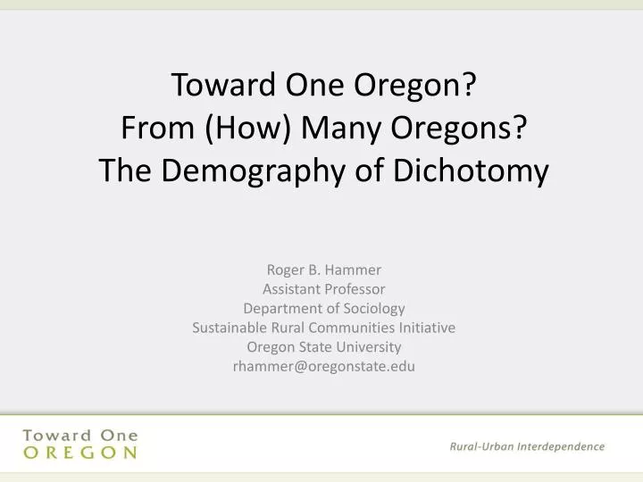 toward one oregon from how many oregons the demography of dichotomy