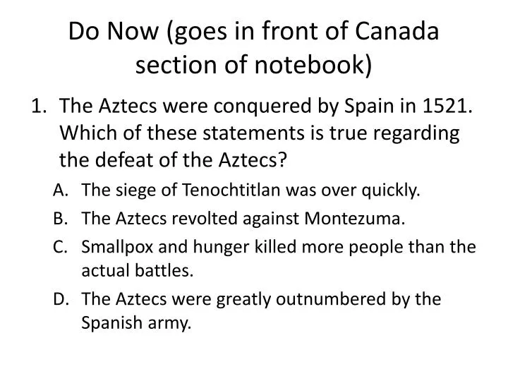 do now goes in front of canada section of notebook