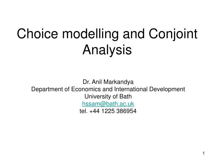 choice modelling and conjoint analysis