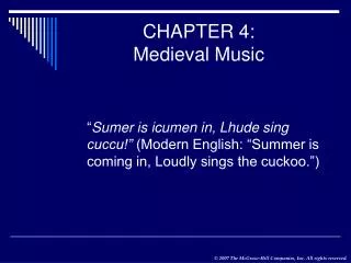 CHAPTER 4: Medieval Music