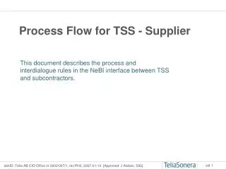 Process Flow for TSS - Supplier